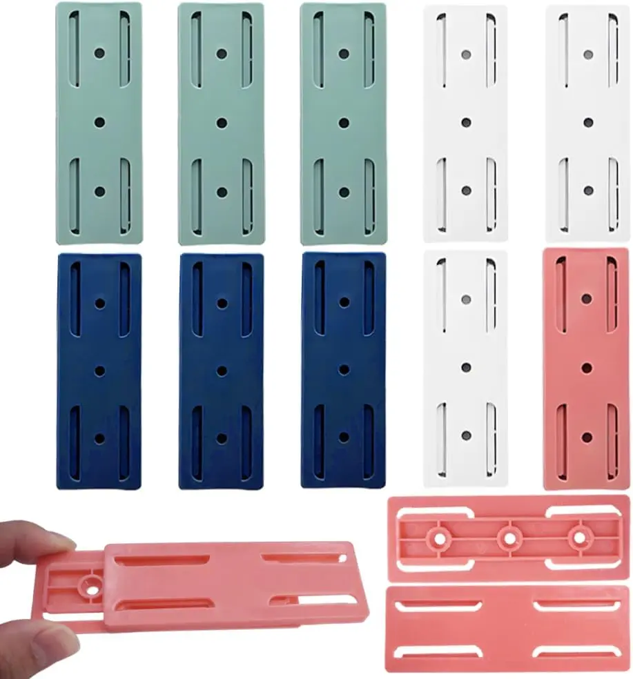 Self Adhesive Power Strip Holder - No Nails Socket Holder (4 Colours, 6kg Weight Capacity, 14-Piece Cable Management System, Compact and Durable) for Tired of Messy Power Cords, Office Use, Kitchen Organization, Power Strips