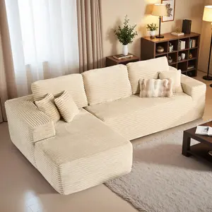 CAODOC 104" Cloud Sectional Couch with Comfy Chaise, Boneless L Shape Sofa for Living Room Bedroom Apartment Lounge