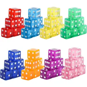 48 Piece 19mm Dice Casino Style Craps D6 Dice Set Acrylic and Translucent for Dice Games, Craps Dices, Casino Dices, Table Games