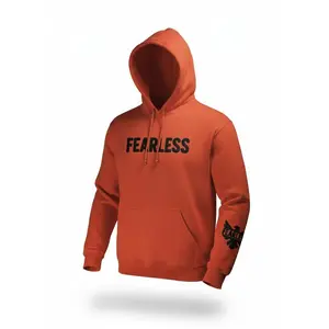 Women's Fearless Orange Graphic Print Long-Sleeve Casual Fitted Pullover Hoodie - 1-Piece Comfortable Sweatshirt Top, Casual Fitted Hoodie