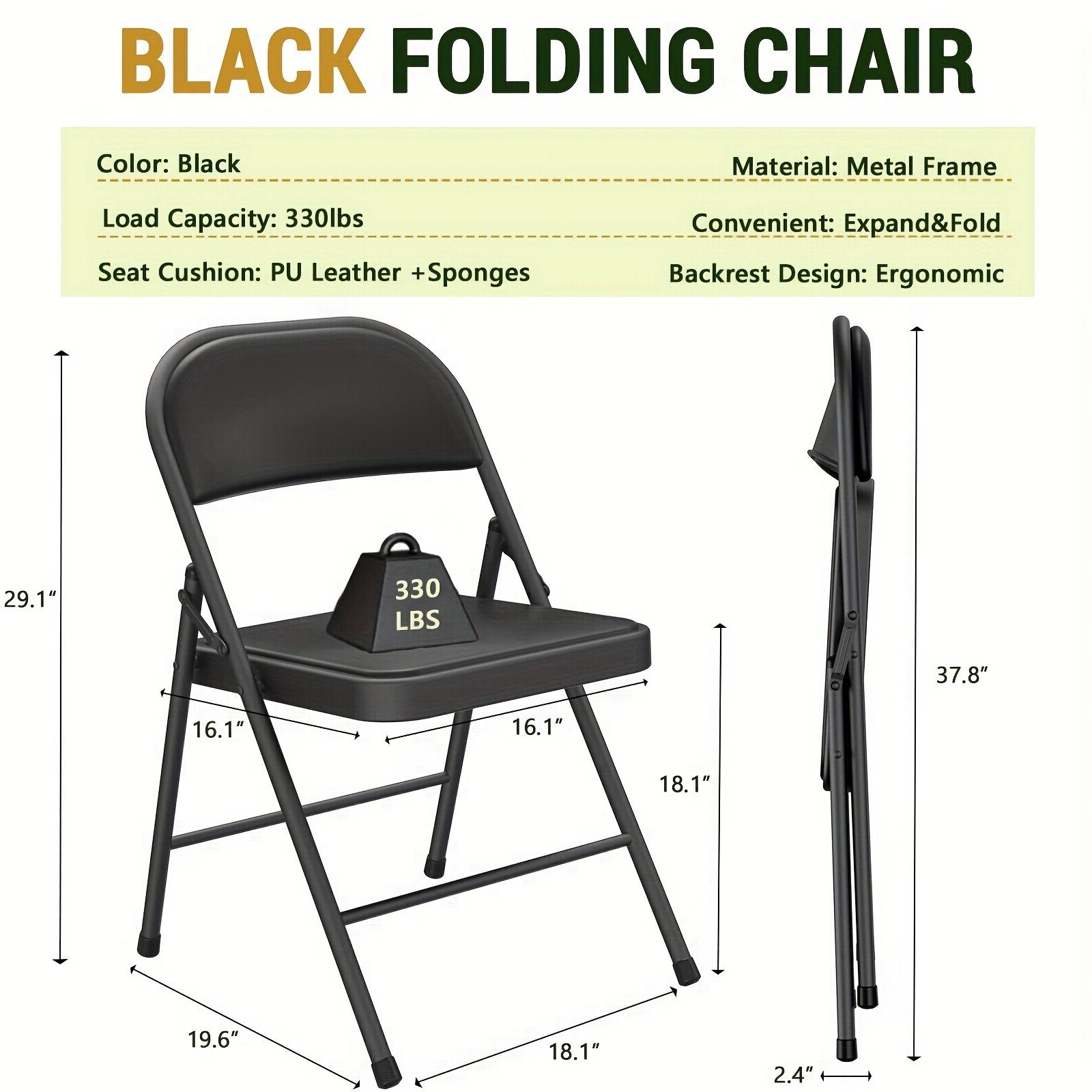 Folding versatile seating with Leather Padding - Sturdy Metal Frame, Foldable and Easy to Store for Indoor and Outdoor Use at Office