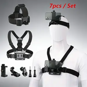 Adjustable Phone Selfie Chest Strap Holder, Outdoor Photography Essential, Universal Phone Chest Mount, Portable Phone Holder, Includes Belt, J-Shaped Base, Adapter, Screws, Phone Stand, Cellphone Holder, Selfie Accessories