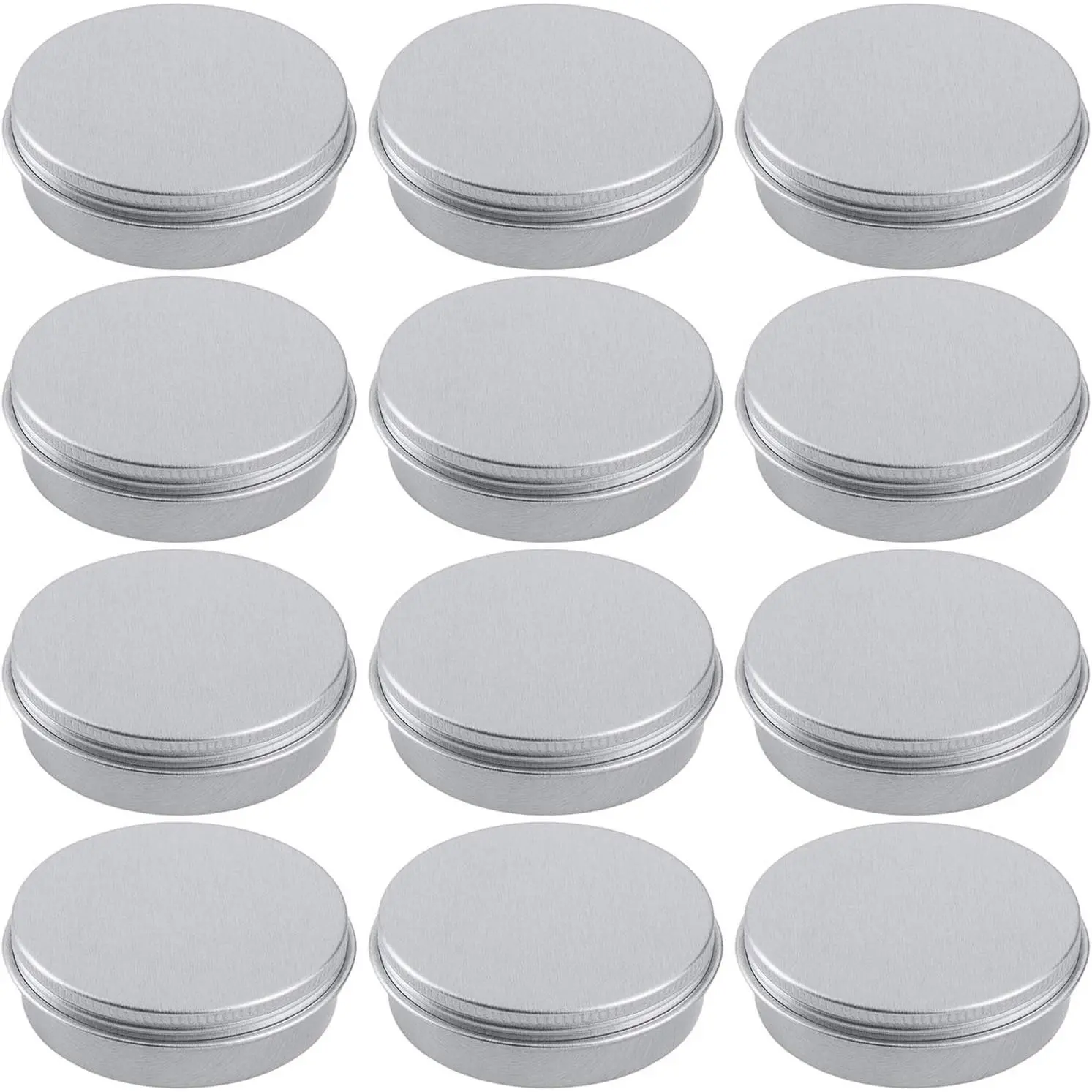 2 ounce aluminum tin jar refillable containers 60 ml aluminum screw lid round tin container bottle for cosmetic, lip balm, cream, 12 pack. Candle Canister Organiser