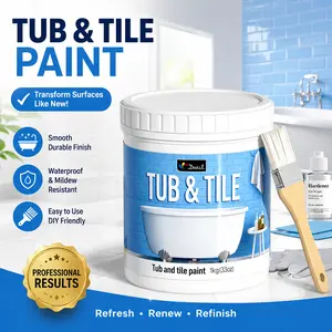 DWIL Tile Paint Tub and Tile Refinishing Kit with Tools Water-based Acrylic Formula Low Odor Easy Cleanup Wide Coverage DIY Friendly