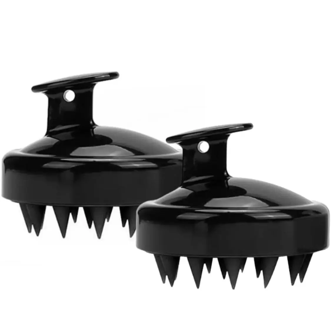 2 Pack Black Hair Scalp Beard Massager shampoo Brush Soft Silicone Bristles to Remove Dandruff, Hair Scrubber for Both Wet Dry Hair, Suitable for Men & Women exfoliating best with Rosemary & Castor Hair oil