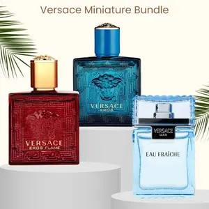 Versace Mini Splash Trio Set for Men – Eros, Eros Flame & Eau Fraiche (0.17 oz Each) | Travel-Size Luxury Fragrance Set with Citrus, Fresh & Spicy Notes