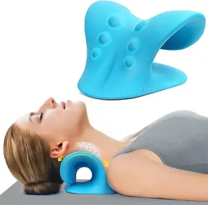 Neck Stretcher & Cervical Traction Device – Neck Hump Corrector for Pain Relief, Muscle Relaxation, TMJ Relief & Posture Support Pillow (Blue)