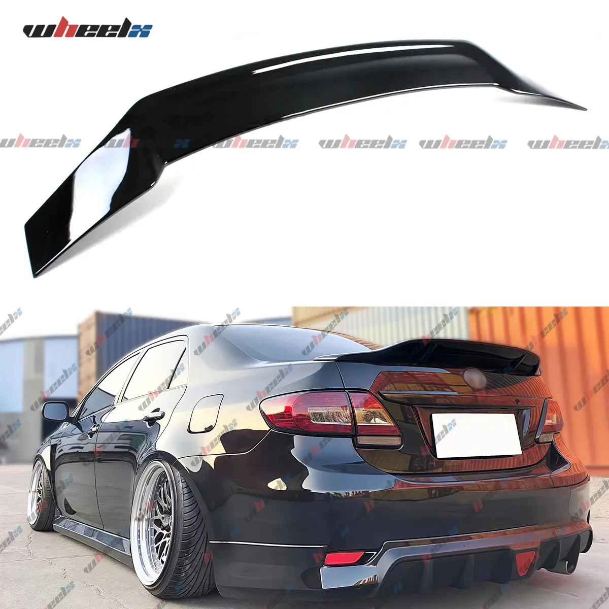 2009-2013 Toyota Corolla All Sedan Models - R-Style Trunk Spoiler-Wing , Gloss Black/Carbon Fiber Look