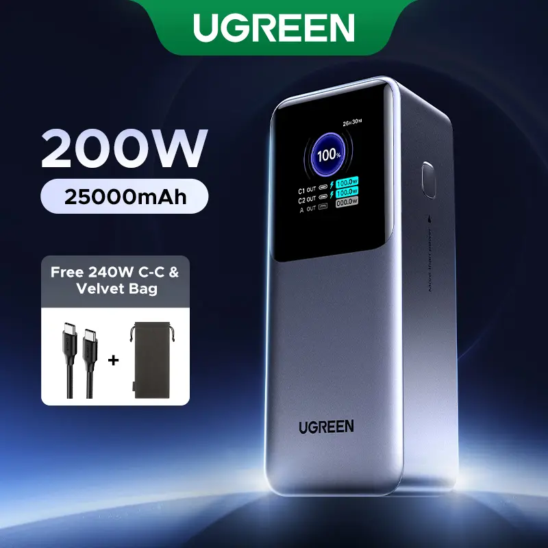 [LIVE ONLY] UGREEN Power Bank 25000mAh 200W, 20000mAh 130W, 12000mAh 100W Fast Charging Powerbank, 65W Charger PD Super Fast Charging For iPhone 17/16/Macbook Air/Pro Lenovo Laptop, with LED Display Screen, TikTokHolidayHaul