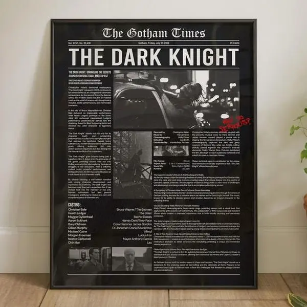 The Dark Knight  Moive Poster, Unframed,FHD Wall Decor Wall Hangings, Museum Poster, Poster Decor Room, Movie Poster Gift Print Artistic Photo