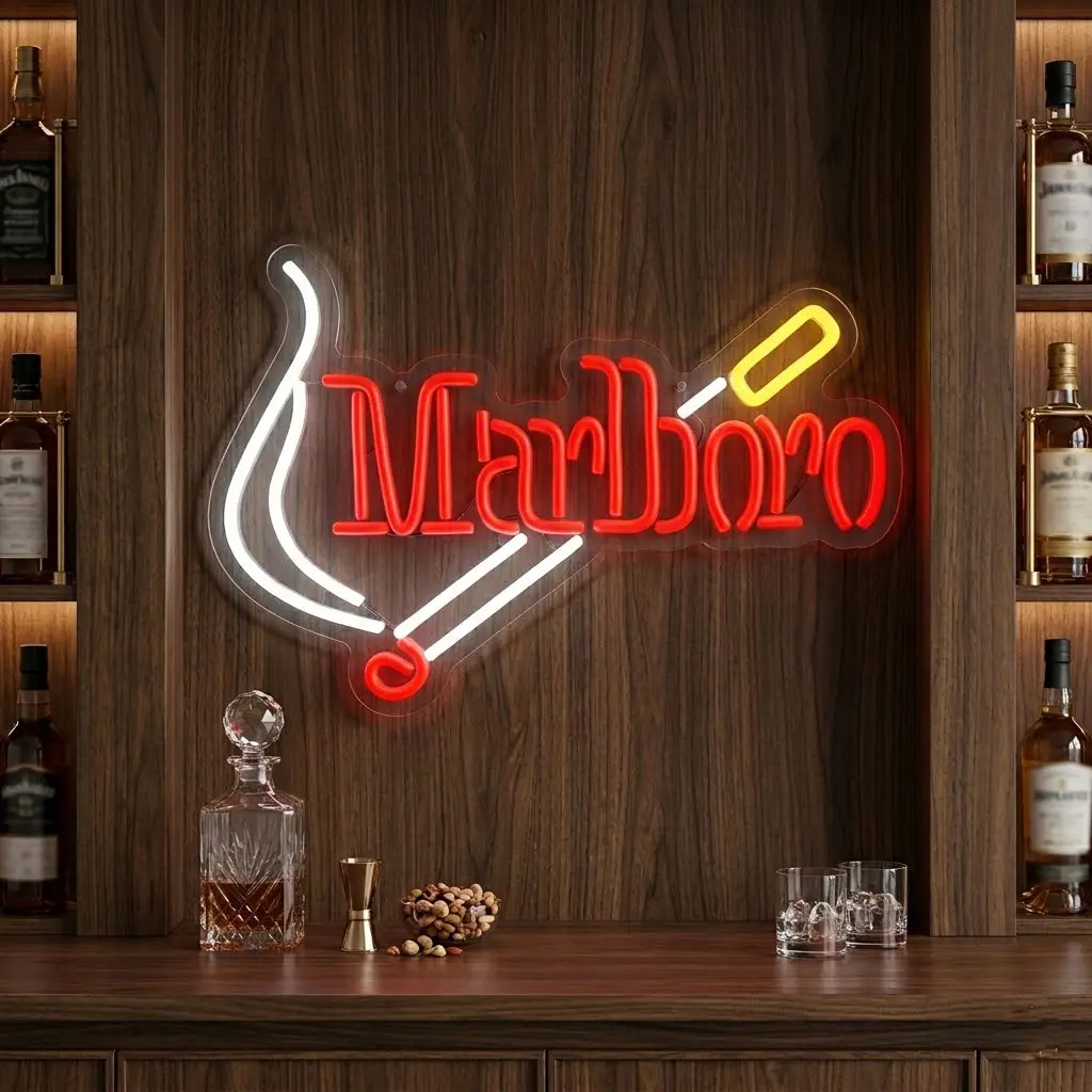 Retro Marboro LED Neon Sign, Indoor Wall Decor for Man Cave Bar, Vintage Home Decor, Unique Father's Day Gift for Him, Cool Gift for Men, Room Decor