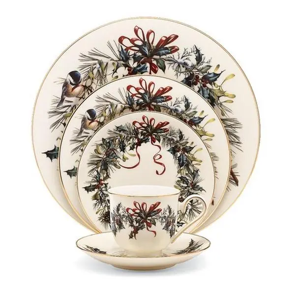 Lenox Winter Greet 5-Piece Plaid Dinnerware Place Setting, Kitchen Tableware Set