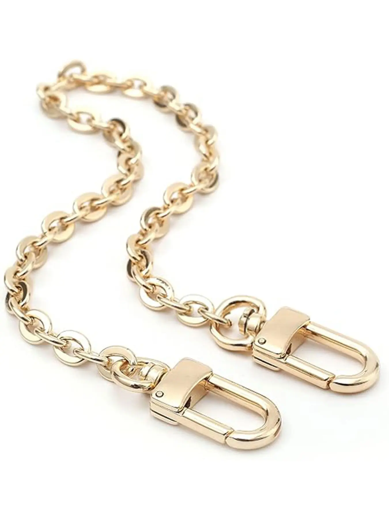 15.75 inch Metal Bag Chain Strap Bag Charm Decoration Light Gold Purse Chain, Bag Decorative Chain, for handbags,Gold Belt Chain Bag Charm Chain Replacement Flat Chains Accessories,Purse Extender Strap for Crossbody Bags, Purse DIY Making, Purse Accessory