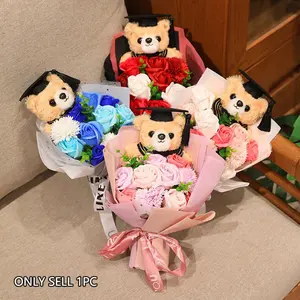 30cm Teddy Bear Bouquet Plush Toy, Soft Fluffy Filled Animal, Room Decor, Graduation Gift, Birthday Gift, Mother's Day, Wedding, Christmas