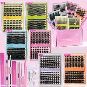 6 Boxes Cluster Eyelash Kit with Glue Remover Applicator and Curler,Long-Lasting for Natural 3D Wispy Soft Comfortable Daily Wear Beginner-Friendly DIY Lashes for Voluminous Look Trendy Cluster Lashes,Gift Pack for Xmas