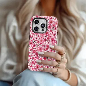 Phone Case – Pink Floral Pattern UV-Printed Protective Case | 360-Degree Full Protection | Compatible with iPhone 17, 16, 15, 14, 13, 12, 11 (Pro/Pro Max/Plus Series) | Drop-Resistant Protective Cover, Flower, Casing