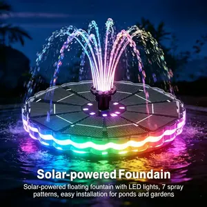 Color-Changing Solar Fountain Pool Light, Portable Floating Design with 6 Nozzles, 1500mah Solar Powered, Garden Outdoor Decor, Led Lighted Fountain
