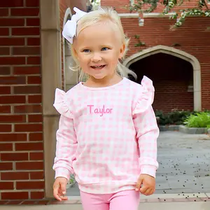 Pink Gingham Ruffle Sweatshirt