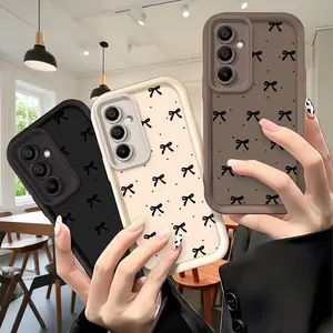 Compatible with Samsung Galaxy S26 Phone Case: Fashionable and Minimalist Black Bow Design, Sky-eye Staircase Anti-shock Lens Protector. Suitable for Samsung Galaxy A54, A53, A52s, A36, A07, A16 4G/5G, A12, A13, A17, A56, A26, A25, A35, A05 4G, A05S, A15,