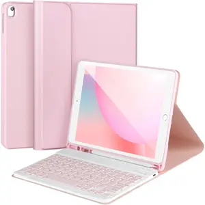 Keyboard Case for iPad 9/8/7th Gen 10.2'',Case with Keyboard ipad 10.2 inch,Keyboard for iPad 9th Gen,Detachable  Keyboard for iPad 10.2 ,iPad keyboard Case 9th Gen with Pencil Holder,Pink