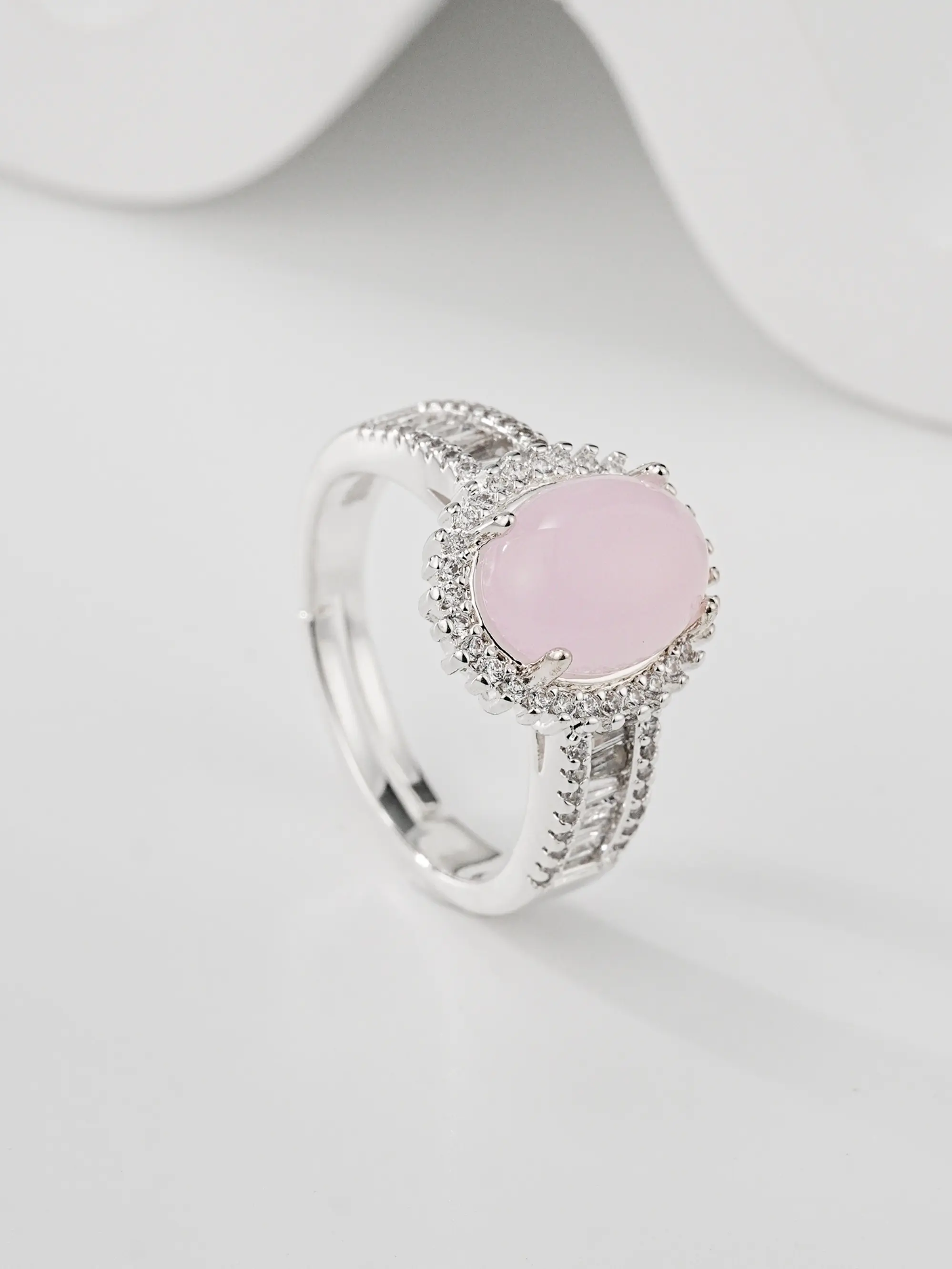 S925 Silver Rhodochrosite Oval Open Ring, Vintage Style, Hypoallergenic, Adjustable, Elegant, Perfect for Daily Wear, Gifts