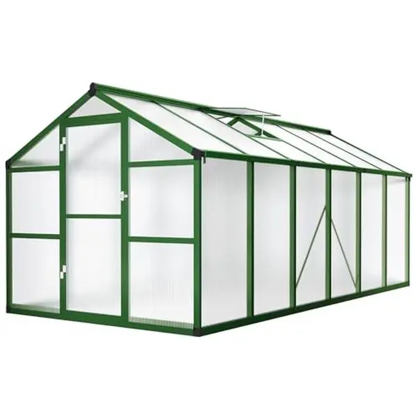 GARVEE 8x12 FT Polycarbonate Outdoor Walk-in Greenhouse, Heavy-Duty Aluminum Frame, Single Swing Door, Adjustable Vents, for Garden, Backyard