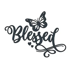 Blessed with Butterfly Decal - Personalized Permanent Vinyl Decor for Laptops Water Bottles Cars Customizable Size & Color Easy Application