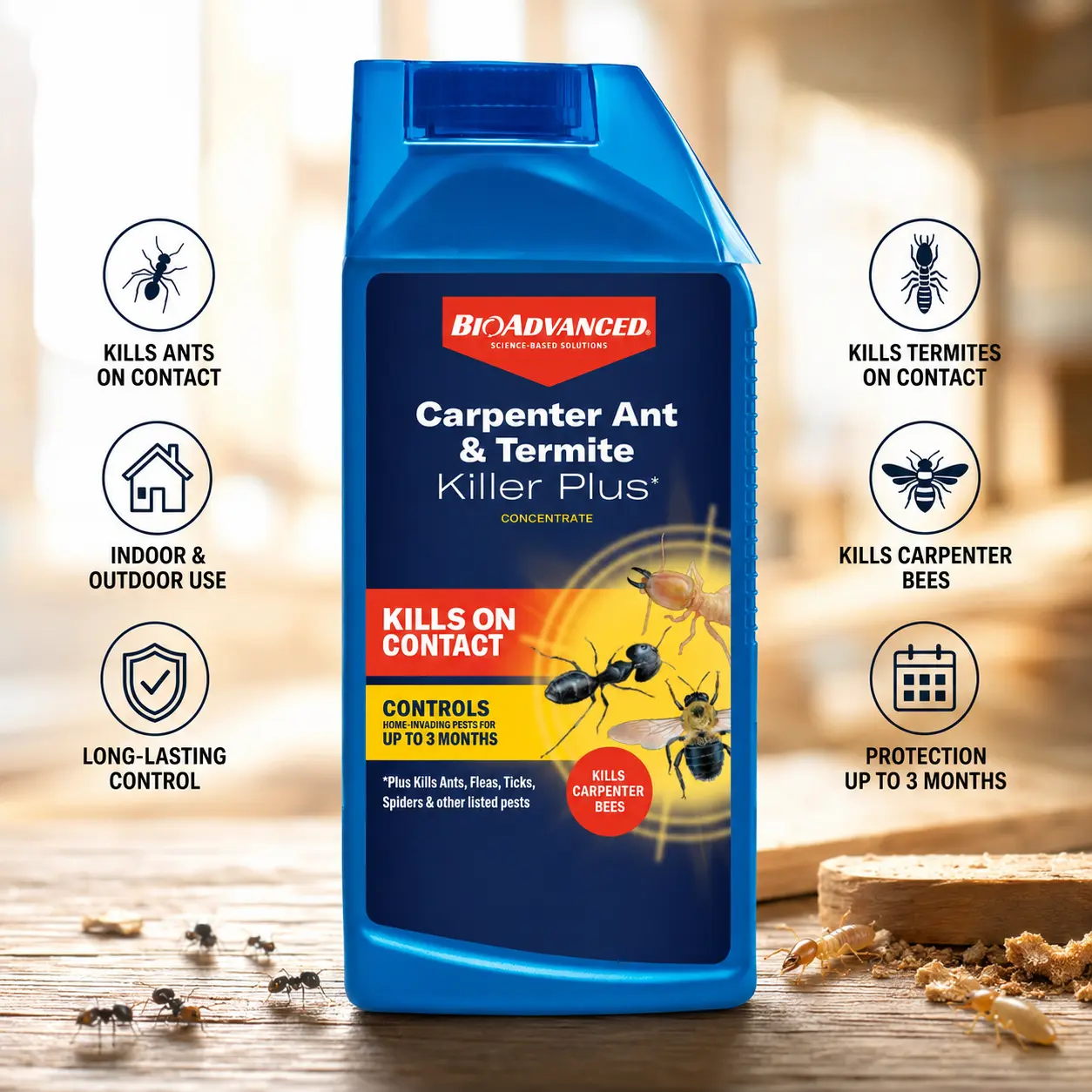 BioAdvanced Carpenter Ant & Termite Killer Plus Concentrate - 40 oz Bottle with Pump & Spray, Kills 75+ Listed Insects, Outdoor Pest Control, Up to 3 Months Protection, Covers Up to 21,000 Sq Ft German Cockroach Gel Bait Insecticide