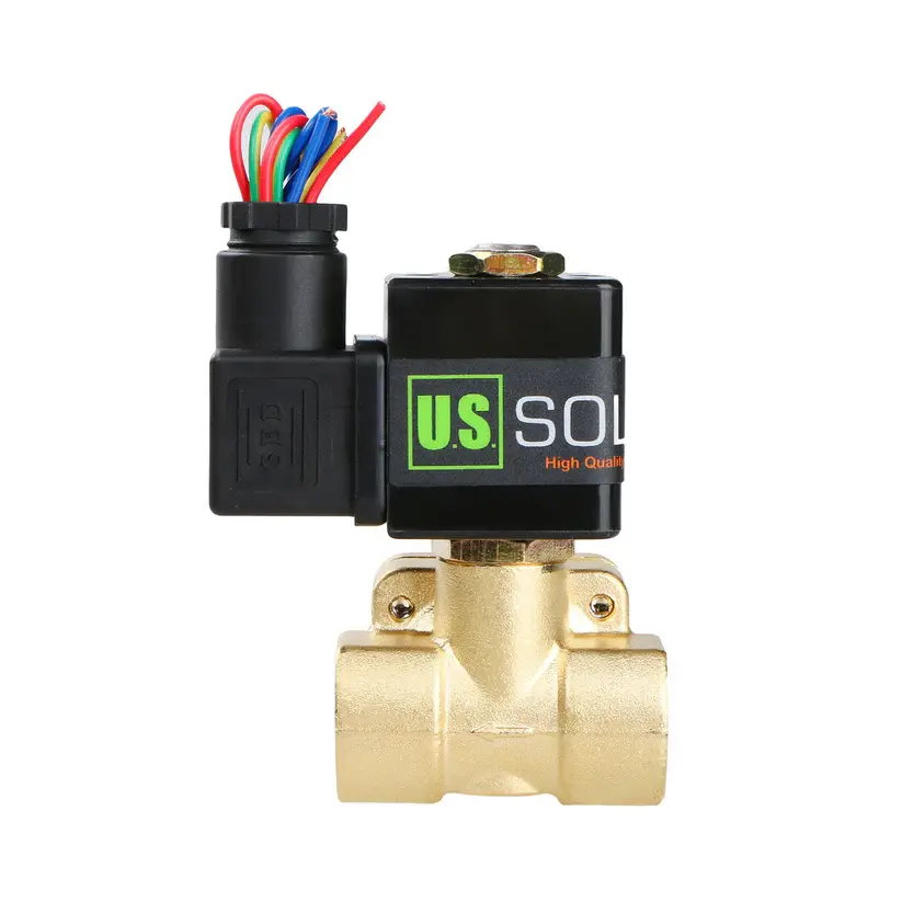 U.S. Solid 1/2" Electric Solenoid Valve Brass 110VAC VITON Normally Closed 230 PSI
