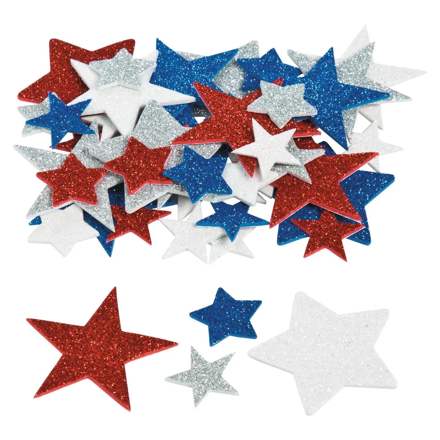 Bulk 500-Pc Foam Star Glitter Shapes, Party Props, Decoration for Independence Day DIY, Scrapbooking & Stamping, Independence Day Decoration