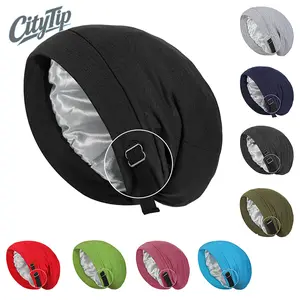 2 Pcs Adjustable Satin Lined Slouchy Beanie Hat For Women Men, Silk Satin Bonnet Sleep Cap, Stay On All Night Hair Protection Hat For Curly Dreadlock Natural Hair Sleeping Daily Wear