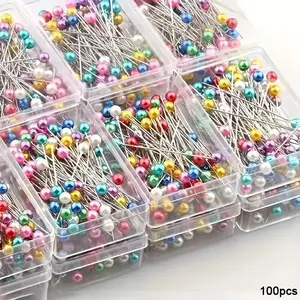Colorful Bead Sewing Pin (100pcs), Pearled Ball Head Pin, DIY Sewing Accessories for Clothes, Sewing Supplies Crafts
