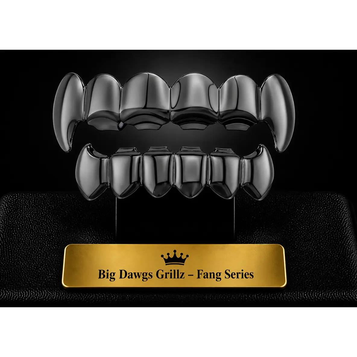 Rhodium Plated Upper & Lower Grillz Set Fangs