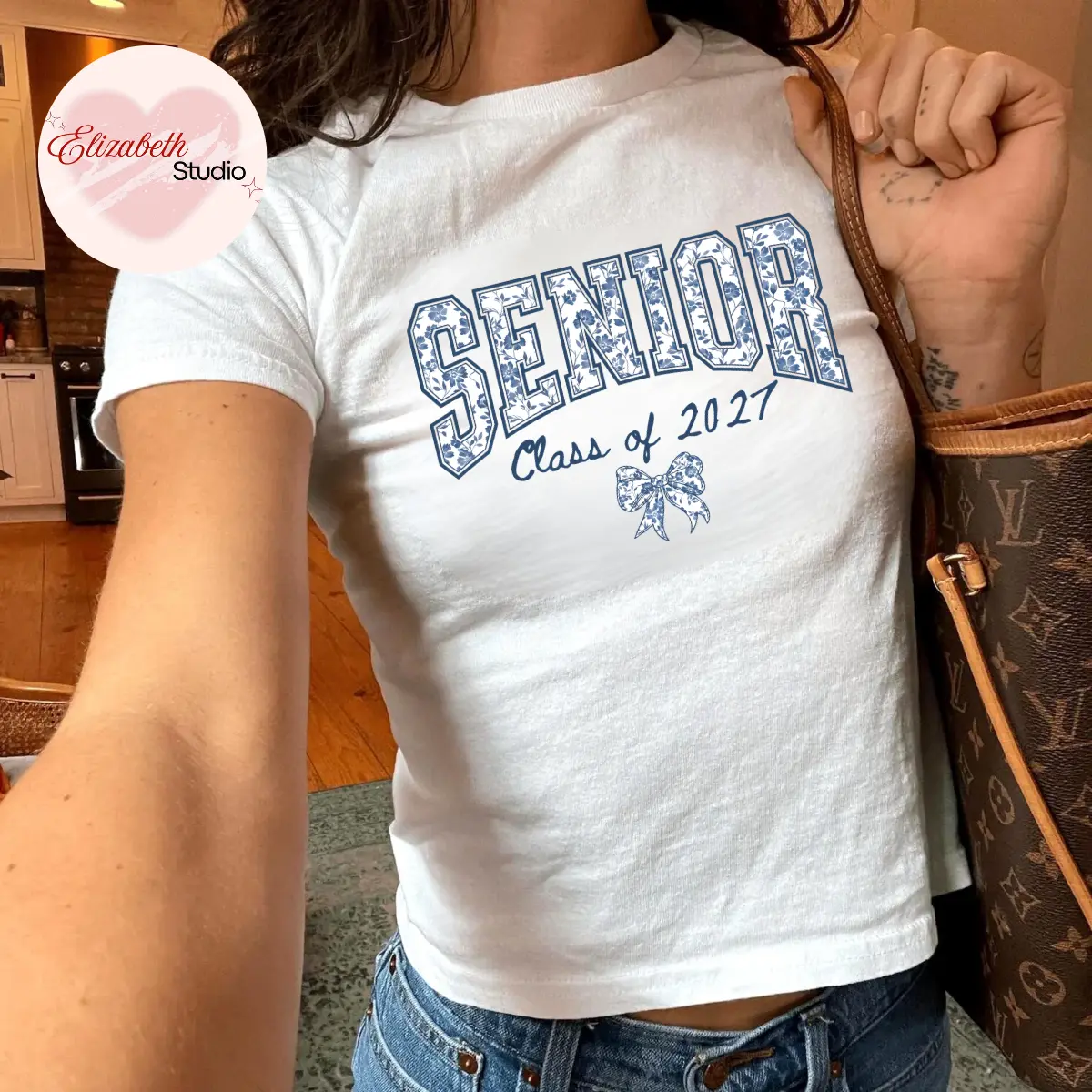 Senior Class of 2027 Baby Tee, Senior 2027 Shirt, Coquette Senior Tee, Graduation Graphic Tee, Class of 2027 Shirt, School Spirit Tee