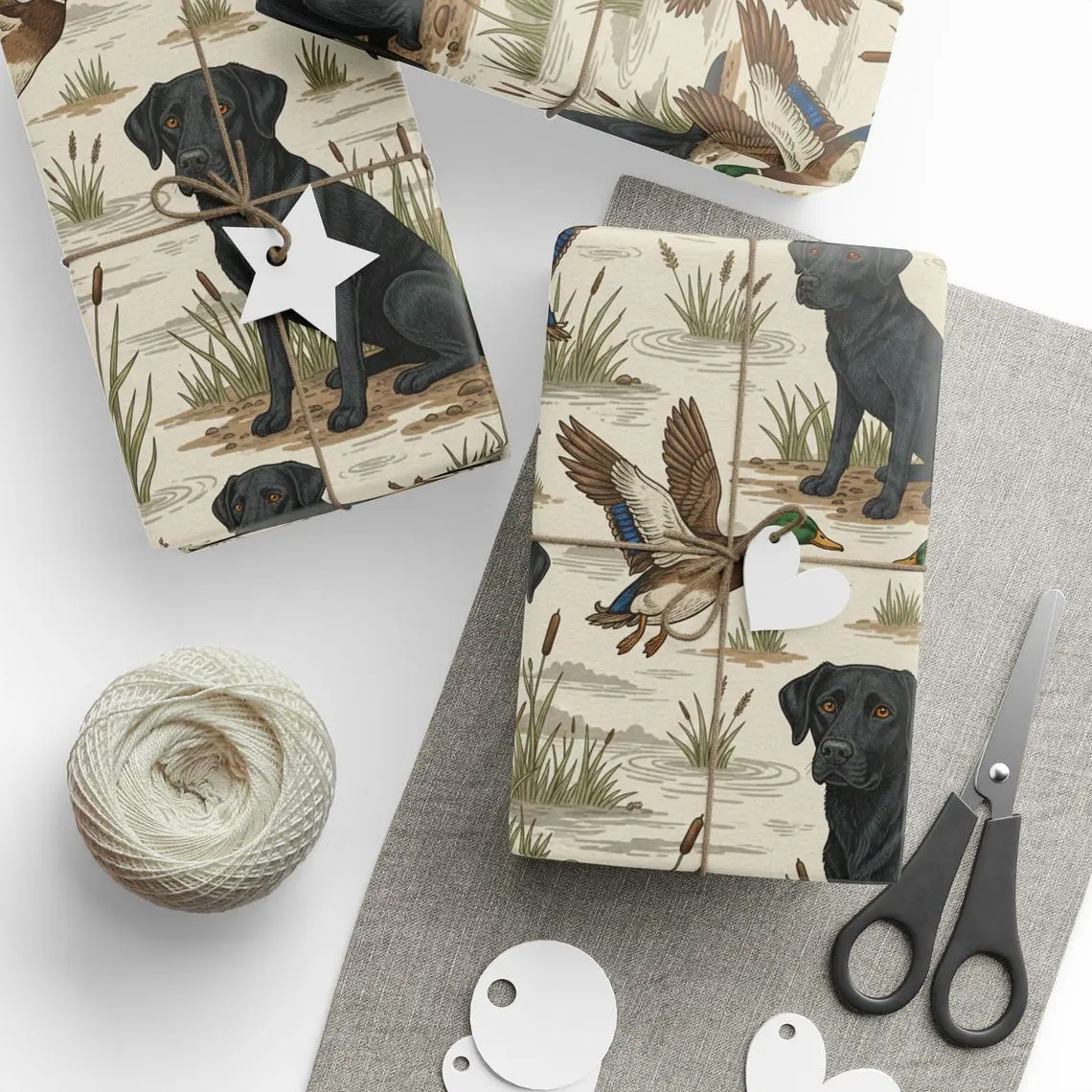 Black Labrador Duck Hunting Wrapping Paper, Masculine Dog Gift Wrap, Hunting Dog Gift Wrap, Outdoorsman Wrapping Paper