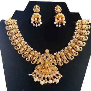 Temple and Varieties of other necklaces set Gold plated Ganesh Jewelry sets Mini Haar for festivities and daily wear perfect for gift giving