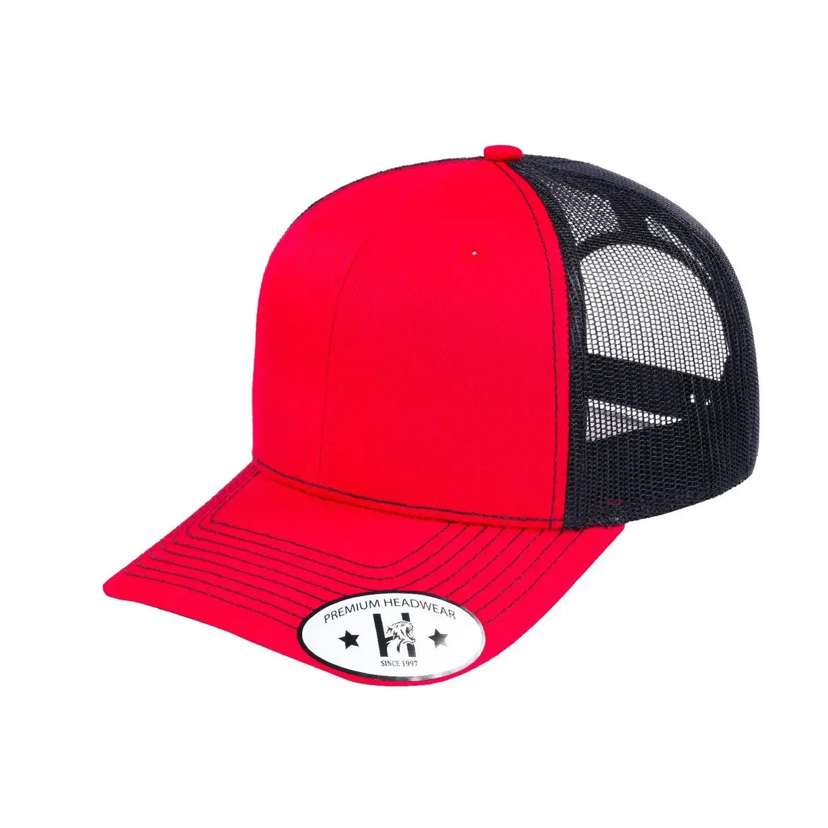Blank - 6 Panel Trucker Hat - Red