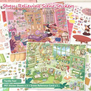 Stress-Relieving Scene Stickers, Large Size DIY Scene Sticker Set, Landscape Stickers