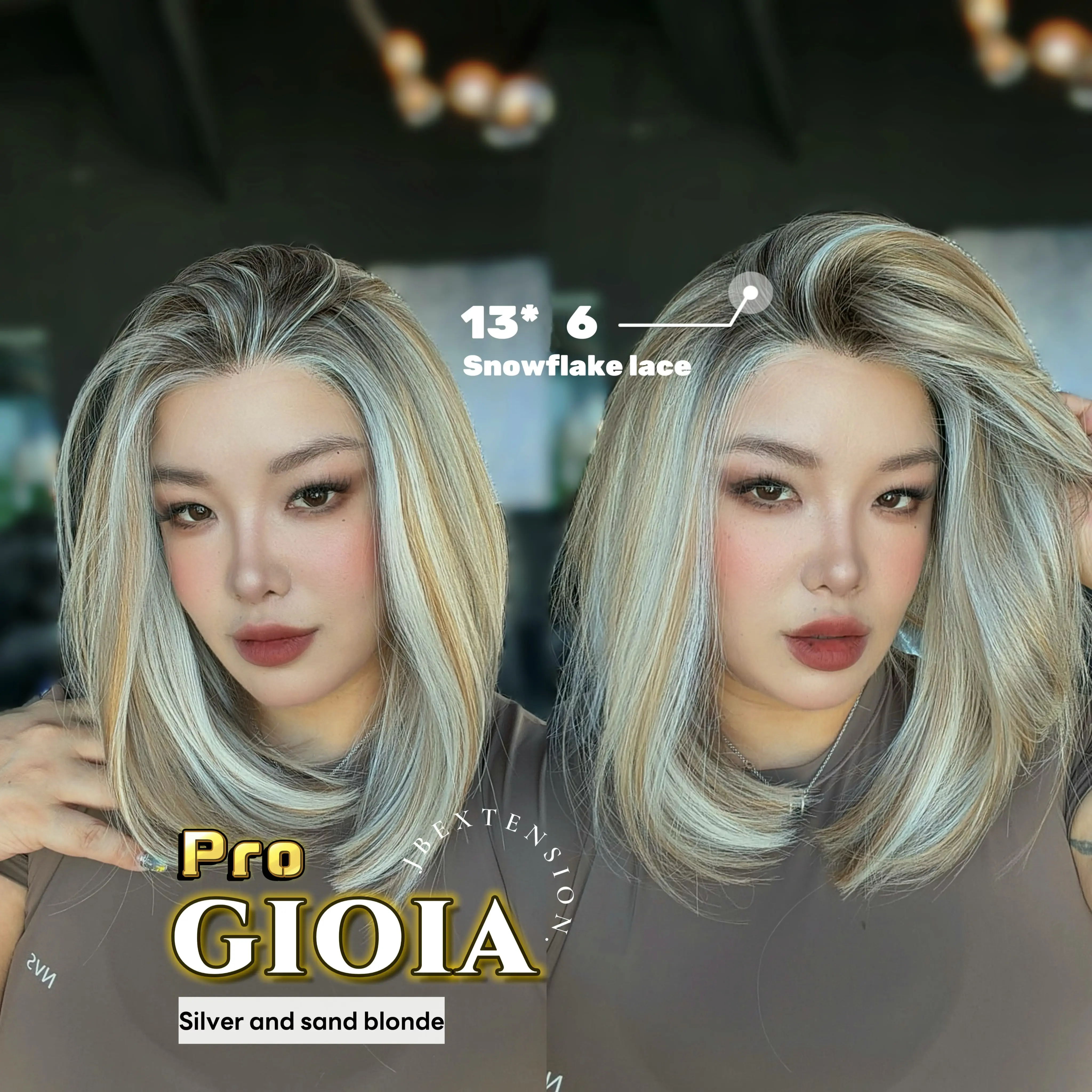 JBEXTENSION 14 Inches Pre-Cut 13X6 Free Part Snowflake Lace Frontlace Bob Cut Glueless Wig GIOIA PRO【BENDY EAR TABS】