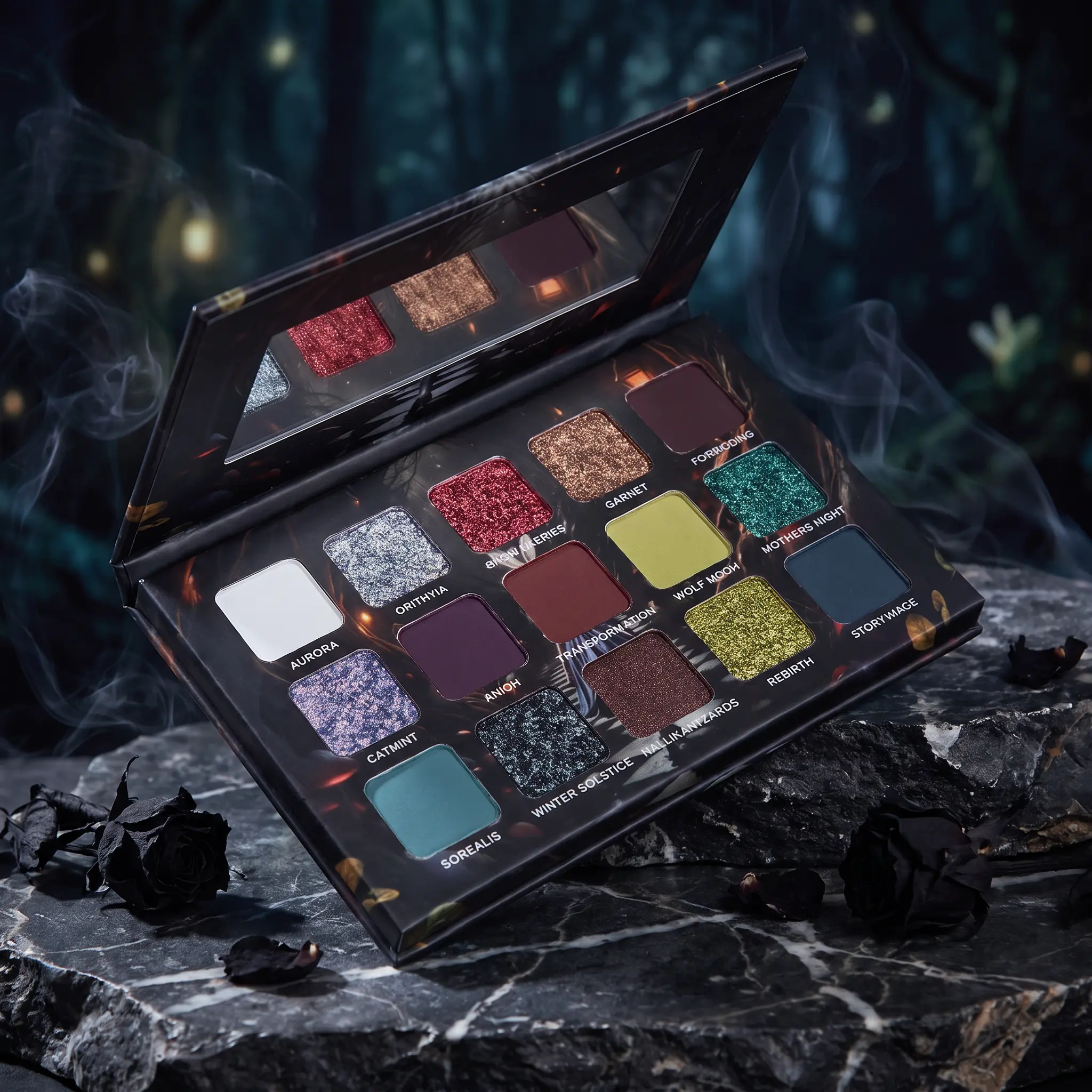 15‑Color Underground Tone Eyeshadow Palette, Matte Metallic Shimmer Glitter Edgy Dark Shades, High Pigment Blendable Waterproof Eyeshadow for Gothic Punk Dramatic Eye Makeup