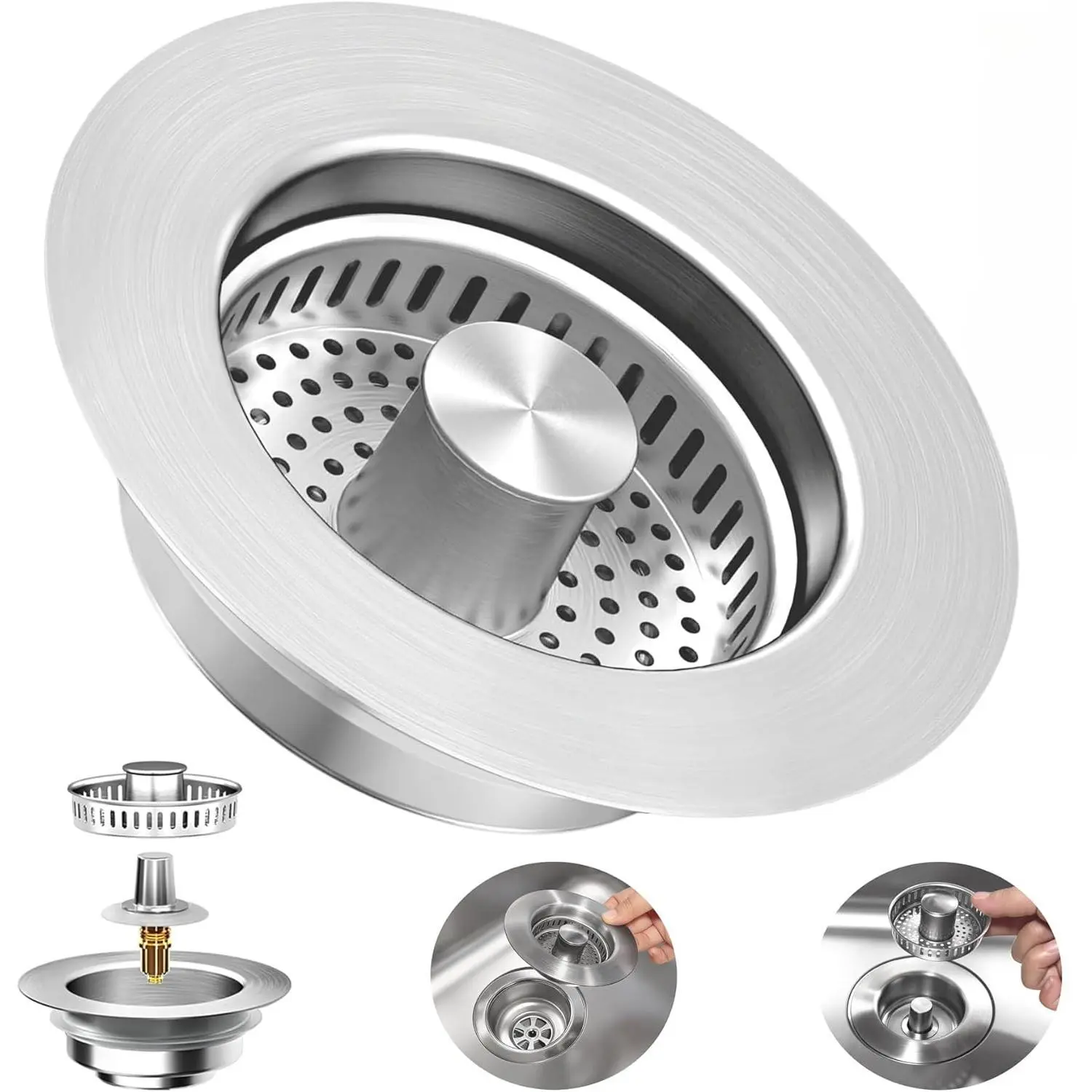 304 Stainless Steel Pop-Up Kitchen Sink Stopper with Filter Basket Sink Drain Strainer solutions colador para el fregadero sink plug