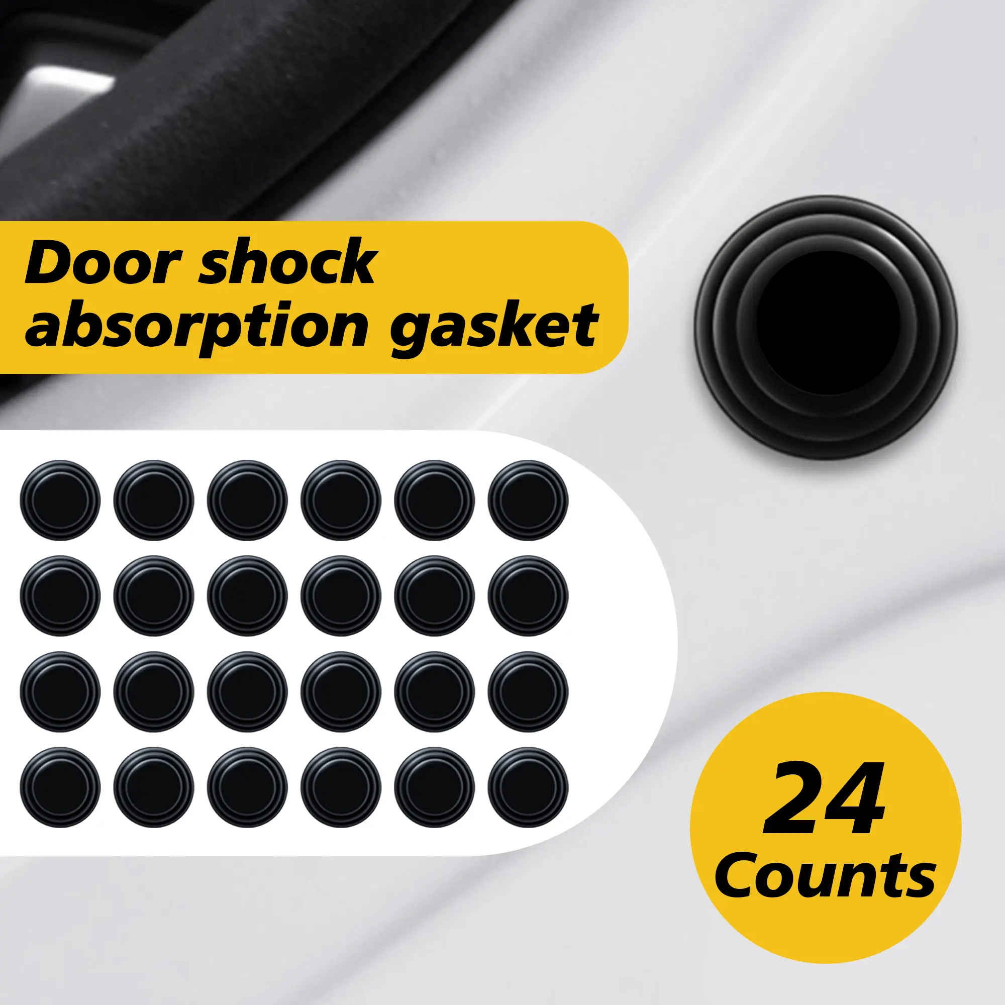 24-Count Car Door Shock Absorbing Gasket Protector, High-Strength PVC Accessory, Impact Buffer, Wet-Proof Adhesive Stick for Easy Installation, Fits Most Vehicles, Car Door Protector, Car Accessory