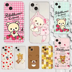 Cute R-Rilakkuma Bear Phone Case For iPhone 17,16,15,14,13,12,11 Plus,Pro,Max,XR,XS,X,7,8 Plus,SE,Mini Transparent Silicone Soft