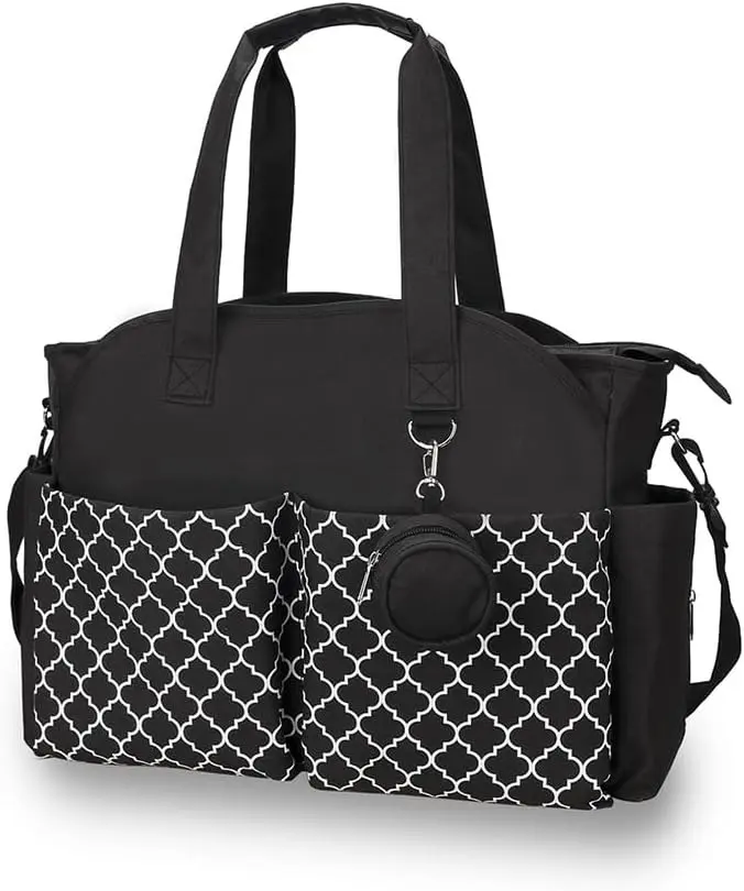 Large Capacity Splash-Proof Diaper Tote Bag with Built-In Changing Station, Durable Baby Travel Bag with Shoulder Straps & Stroller Hooks for Mom Outdoor Hiking Trips