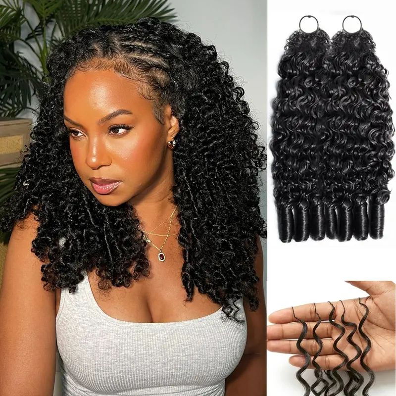 Celie Hair Feather Crochet Hair Human Hair Extensions Pre-Separated 50g/Pack Burmese Curly, Indian Curly, Kinky Curly Miracle Knots Natural Feel Easy Install #SummerVibes