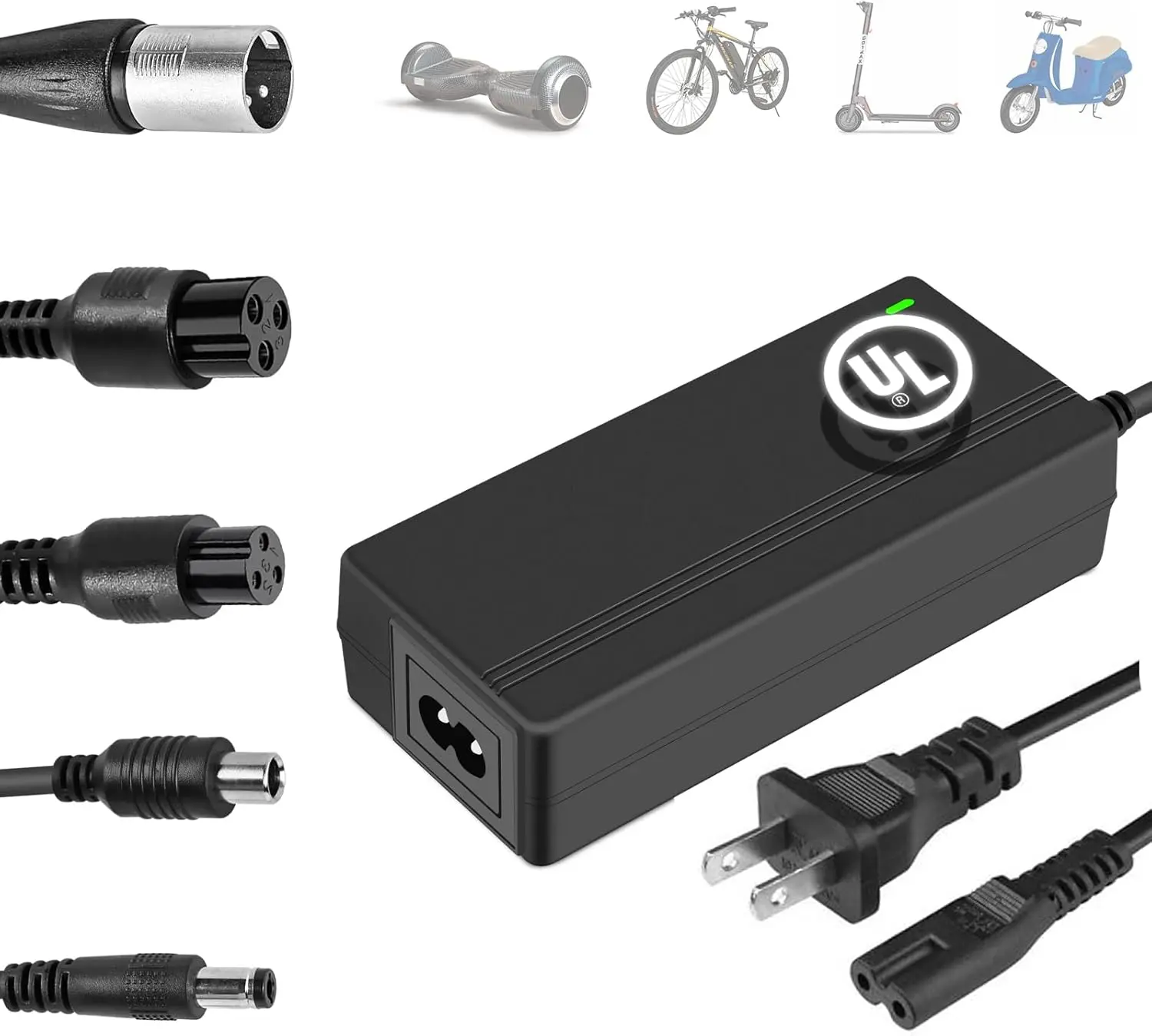 42V Electric Scooter Charger - UL Certified, 5 Universal Connectors, Extend Life, Simple Safe and Fast, Compatible with 36V Gotrax, Jetson, Razor, Voyage, Ninebot, Swagtron, Bird, Segway Scooters & Ebikes