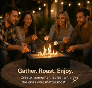 Tabletop Fire Pit for S’mores Indoor & Outdoor – Portable Smokeless Mini Fireplace with Roasting Sticks