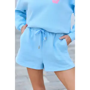 Everyday Ease Light Blue Fleece Shorts