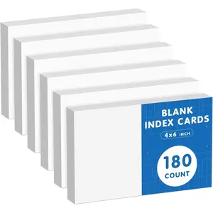 4x6 Note Cards Blank Index Cards, 180 Counts 4 x 6 Index Cards, 4x6 Notecards No Lines for Studying School, Blank on Both Sides, White Note Cards Bulk, 6 Pack of 30 Sheets