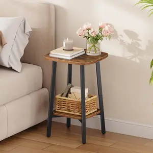 HOOBRO Side Table, 2-Tier Square Sofa End Table, Small Storage Nightstand, for Small Spaces, Living Room Bedroom Accent Table#SpringSale #BigSpringSale